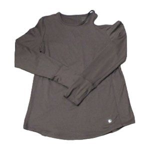 Tahari Sport Women's Brown Cold Shoulder Long Sleeve Knit Top S